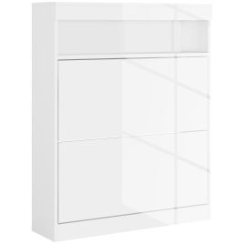 Scott 16 Pair Shoe Storage Cabinet with Flip Doors - White