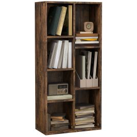 Bookcase Industrial Bookshelf Free Standing Display Cabinet Cube Storage Unit for Home Office Living Room Study Rustic Brown