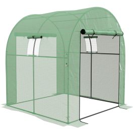 Polytunnel Greenhouse Walk-In with UV-Resistant PE Cover - Green