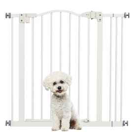 Metal 74-87cm Adjustable Pet Gate Safety Barrier w/ Auto-Close Door White