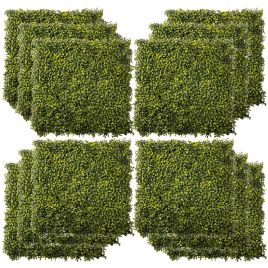 12PCS Artificial Boxwood Wall Panels 20" x 20" Grass Privacy Fence Screen Faux Hedge Greenery Backdrop Encrypted Milan Grass