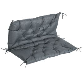 2 Seater Garden Bench Cushion with Back and Ties - Dark Grey