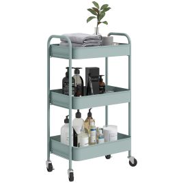 Kitchen Trolley - 3-Tier Steel Storage Trolley Blue 45cm