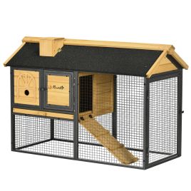 Rabbit Hutch Outdoor Bunny Cage with Run, Removable Tray, Ramp, Small Animal House, 120 x 55.5 x 80 cm