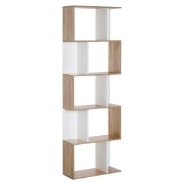 5-tier Bookcase Storage Display Shelving S Shape design Unit Divider White