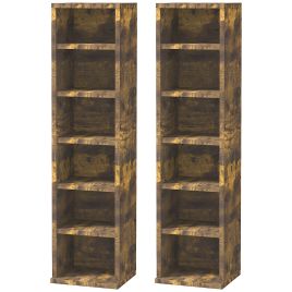 CD Media Display Shelf Unit Tower Rack with Adjustable Shelves, Set of 2