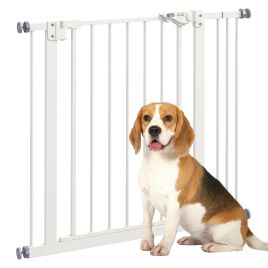 Metal 74-87cm Wide Adjustable Dog Gate White