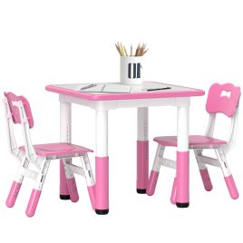 Kinsey Adjustable Toddler Table Chair Set 3 Pcs Children Activity - Pink