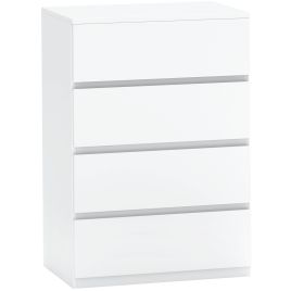 HERON White Chest of Drawers - Narrow-sized, 4 Drawers