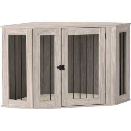 Shelley 2 in 1 Dog Crate Furniture Side Table with Cushion 122 x 61 x 71cm - Walnut