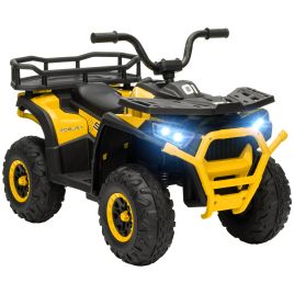 AIVAGO 12V Kids Electric Ride on ATV, Battery Powered Quad Bike w/ Spring Suspension, Forward Backward, Storage Basket - Yellow