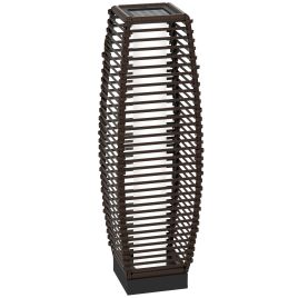 Solar Floor Lamp, Outdoor Garden Lantern Pathway Light & Decorative Lighting w/ Auto On/Off LED Lights, IP44, for Porch, Yard, Brown