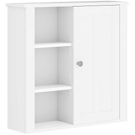 HERON Bathroom Cabinet, Modern Bathroom Wall Cabinet with Adjustable Shelves and Cupboard, 53W x 15D x 51H cm, White
