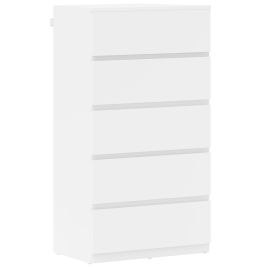 HERON White Chest of Drawers - Tallboy, Narrow-sized, 5 Drawers
