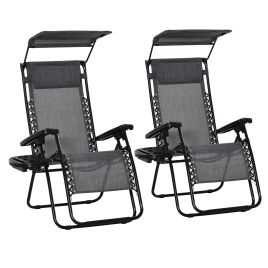 Jones 2-Piece Reclining Garden Chair with Footrest and Canopy - Light Grey