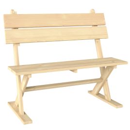 SUNVISTA 2 Seater Wooden Garden Bench, Fir Wood Outdoor Bench, Garden Loveseat with Slatted Seat, Natural Wood Finish