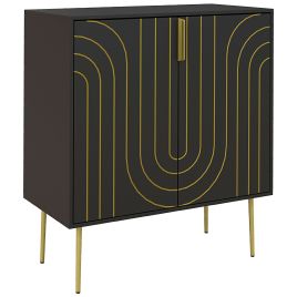 Scott Art Deco Inspired Sideboard with Adjustable Shelf - Black