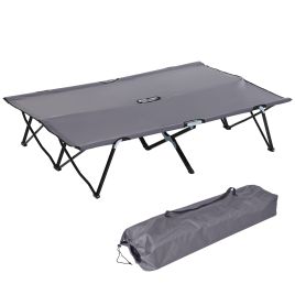 Outdoor Double Camping Folding Cot Portable Sunbed with Carry Bag