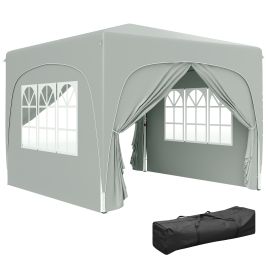 SUNVISTA 3 x 3m Pop-Up Gazebo Shelter, with Accessories - Light Grey