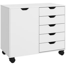Scott Mobile Filing Cabinet with 5 Drawers and Adjustable Shelf - White