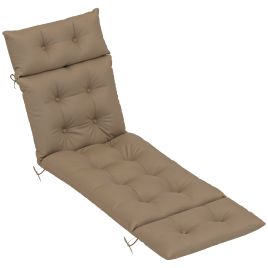 SUNVISTA Sun Lounger Cushion Only, 190x56x10cm Garden Lounge Chair Cushion, UPF20+ 220gsm Fabric, Thick Sunbed Replacement Cushion with 6 Ties, Khaki