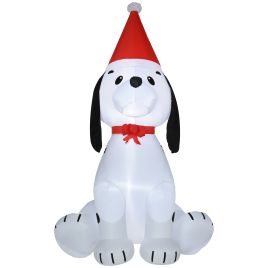 Debbie 1.8m Inflatable Christmas Puppy Dog Wearing Santa Hat Lighted Outdoor Decoration Blow Up Decor for Holiday Indoor