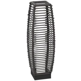 Solar Floor Lamp, Outdoor Garden Lantern Pathway Light & Decorative Lighting w/ Auto On/Off LED Lights for Porch, Yard, Grey