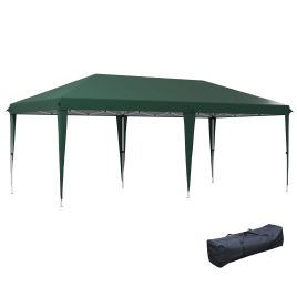 SUNVISTA Pop Up Gazebo, Double Roof Foldable Canopy Tent, Height Adjustable Wedding Awning Canopy w/ Carrying Bag, 6 m x 3 m x 2.65 m, Green