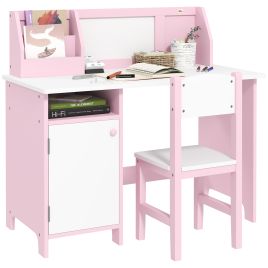Kids Table and Chair Set with Whiteboard - Pink
