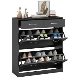 ALFI 2 Flip Drawers Medium Shoe Cabinet Black