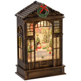 Lantern - Musical Snow Globe Lantern with LED Bronze 16cm