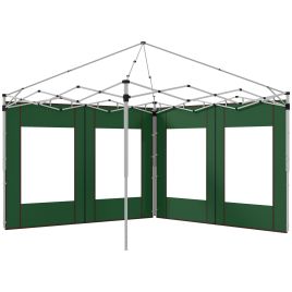 Gazebo Side Panels, 2 Pack Sides Replacement, for 3x3(m) or 3x6m Pop Up Gazebo, with Doors and Windows, Green