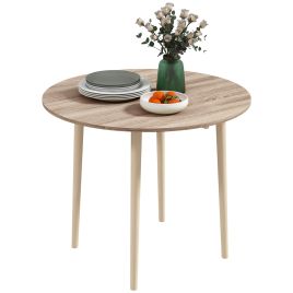 Folding Dining Table, Round Drop Leaf Table, Space Saving Small Kitchen Table with Wood Legs for Dining Room, Natural