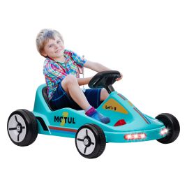 AIVAGO 6V Electric Go Kart for Kids with Music, Light, Horn, for 3-5 Years, Blue