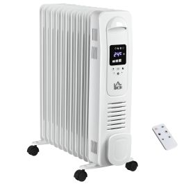11 Fin Portable Heater 2720W Oil Filled Radiator with Timer Remote Control - White