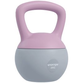 SPORTEDGE Soft Kettlebell, 8kg Kettle Bell with Non-Slip Handle for Home Gym Weight Lifting and Strength Training, Purple and Grey