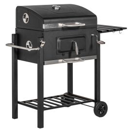 Jones Charcoal Grill with Height-Adjustable Coal Pan - Black