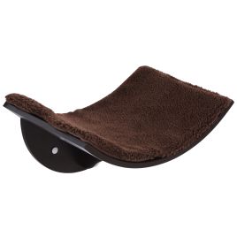 Cats Wall-Mounted MDF Shelf Bed w/ Fleece Cushion Brown