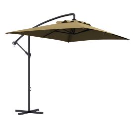 3x2m Cantilever Parasol with Cross Base, Banana Parasol with Crank Handle and 6 Ribs, Rectangular Hanging Patio Umbrella