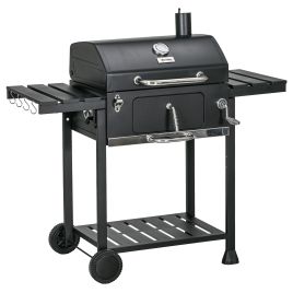 Adjustable Charcoal Pan BBQ, with Thermometer and Warming Rack
