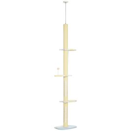 260cm Floor to Ceiling Cat Tree, Height Adjustable Kitten Tower with Anti-slip Kit, Multi-Layer Activity Center w/ Scratching Post Ball Yellow