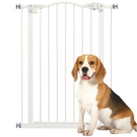 Metal Pet Safety Gate Dog Gate Folding Fence, White