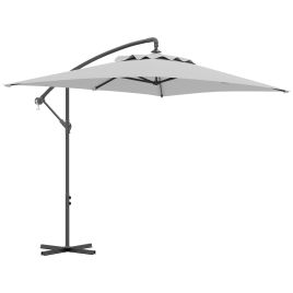 SUNVISTA 3(m) Cantilever Overhanging Parasol, with Cross Base - Light Grey