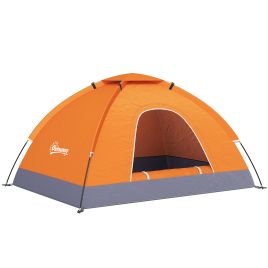 SUNVISTA 2 Person Camping Tent, Dome Tent with Zipped Doors, Storage Pocket, Portable Handy Bag, Orange