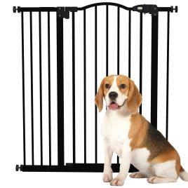 Metal Pet Safety Gate Dog Gate Folding Fence, Black
