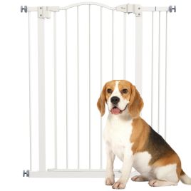 Metal Pet Safety Gate Dog Gate Folding Fence, White