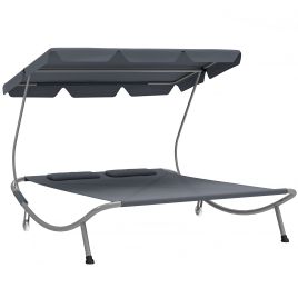 SUNVISTA Double Outdoor Bed, with Canopy - Light Grey