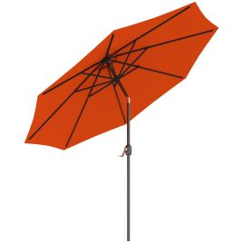 SUNVISTA 3(m) Garden Parasol Umbrellas, Outdoor Sun Shade with 8 Ribs, Tilt and Crank Handle for Balcony, Bench, Garden, Orange