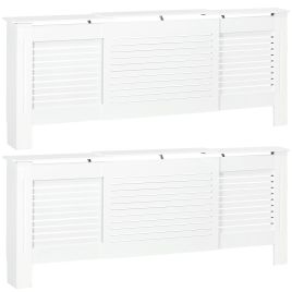 HERON Set of 2 MDF Extendable Radiator Cover with Cabinet Shelving - White