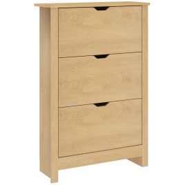 TUSAZIA Large Shoe Cabinet Oak Finish